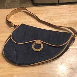Amanda Smith denim saddle back clutch/handbag